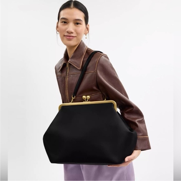 Coach Large Kisslock Frame Bag 2025 in Brass/Black Glovetanned Leather CBR51 NWT - Picture 2 of 16